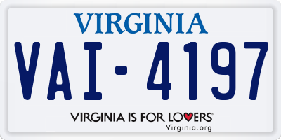 VA license plate VAI4197