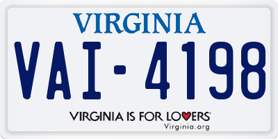 VA license plate VAI4198
