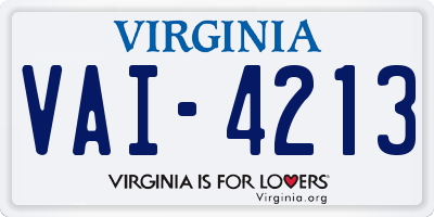 VA license plate VAI4213