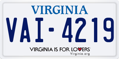 VA license plate VAI4219
