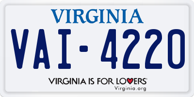 VA license plate VAI4220