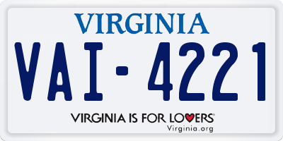 VA license plate VAI4221