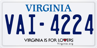VA license plate VAI4224
