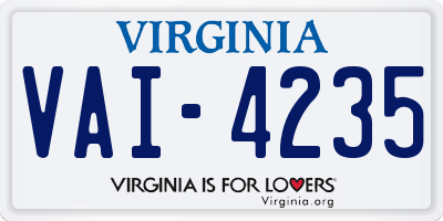 VA license plate VAI4235