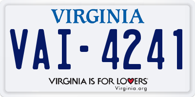 VA license plate VAI4241