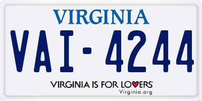 VA license plate VAI4244