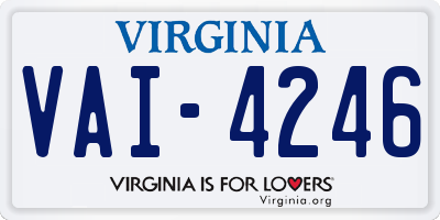 VA license plate VAI4246