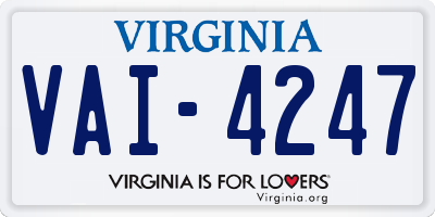 VA license plate VAI4247