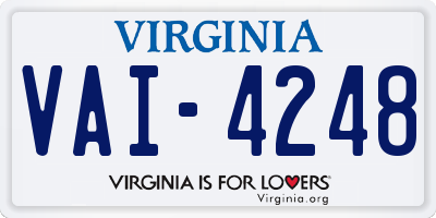 VA license plate VAI4248