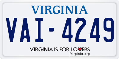 VA license plate VAI4249