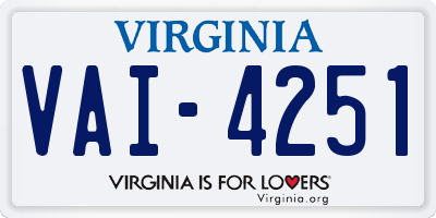 VA license plate VAI4251