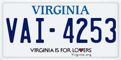 VA license plate VAI4253
