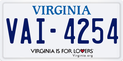VA license plate VAI4254