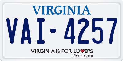 VA license plate VAI4257