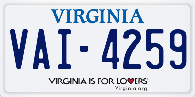VA license plate VAI4259