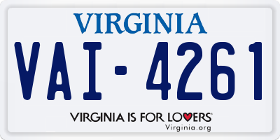 VA license plate VAI4261