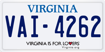 VA license plate VAI4262