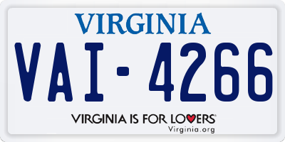 VA license plate VAI4266