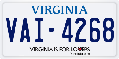 VA license plate VAI4268