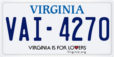 VA license plate VAI4270