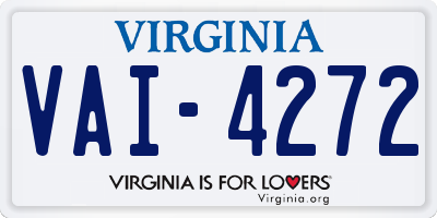 VA license plate VAI4272