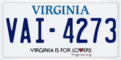 VA license plate VAI4273