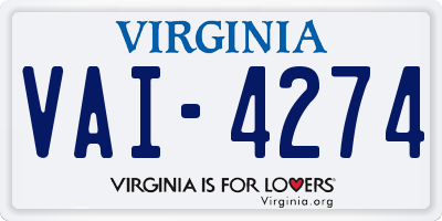 VA license plate VAI4274