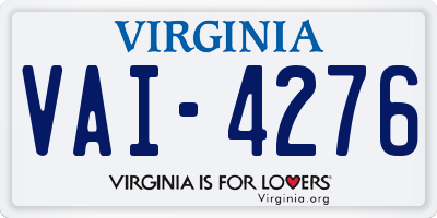 VA license plate VAI4276