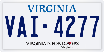 VA license plate VAI4277