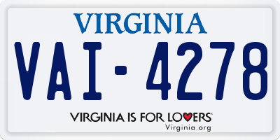 VA license plate VAI4278