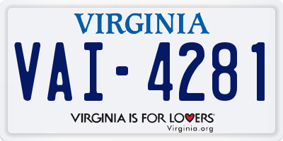 VA license plate VAI4281