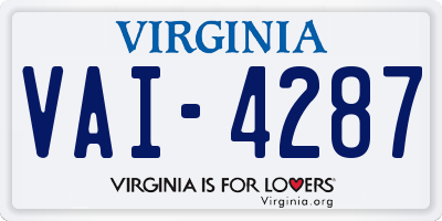 VA license plate VAI4287