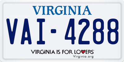 VA license plate VAI4288