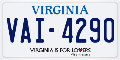 VA license plate VAI4290
