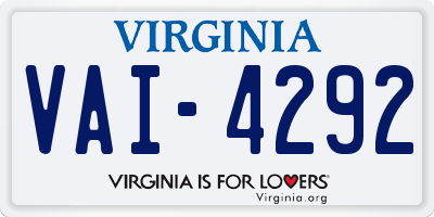 VA license plate VAI4292