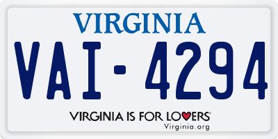 VA license plate VAI4294