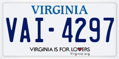 VA license plate VAI4297
