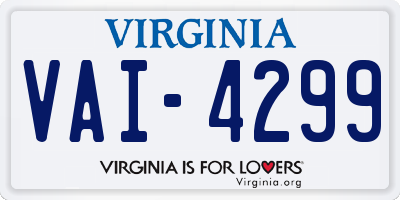 VA license plate VAI4299