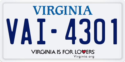VA license plate VAI4301