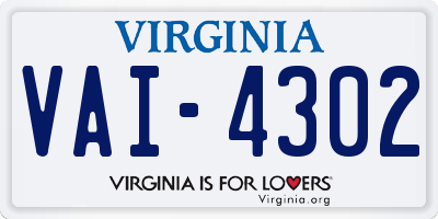 VA license plate VAI4302
