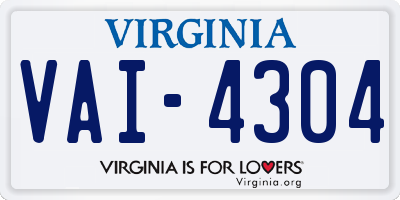 VA license plate VAI4304
