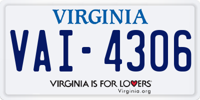 VA license plate VAI4306