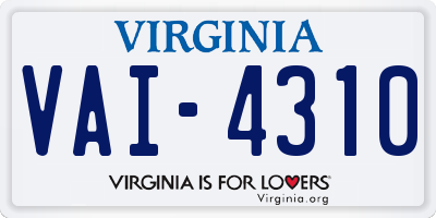 VA license plate VAI4310