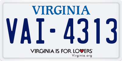 VA license plate VAI4313