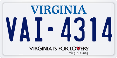 VA license plate VAI4314