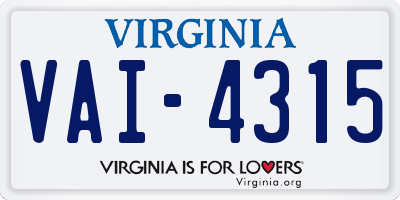 VA license plate VAI4315