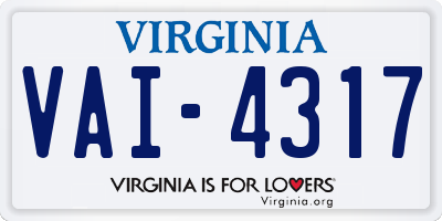 VA license plate VAI4317