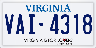 VA license plate VAI4318