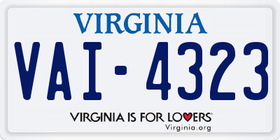 VA license plate VAI4323