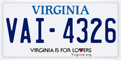 VA license plate VAI4326